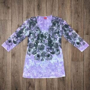 Floral V-Neck Purple Top